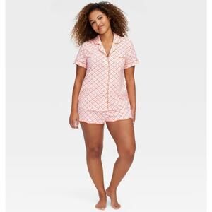 Women’s Geo Hearts Short Sleeves & Shorts Pajama Set Pink Roller Rabbit x Target